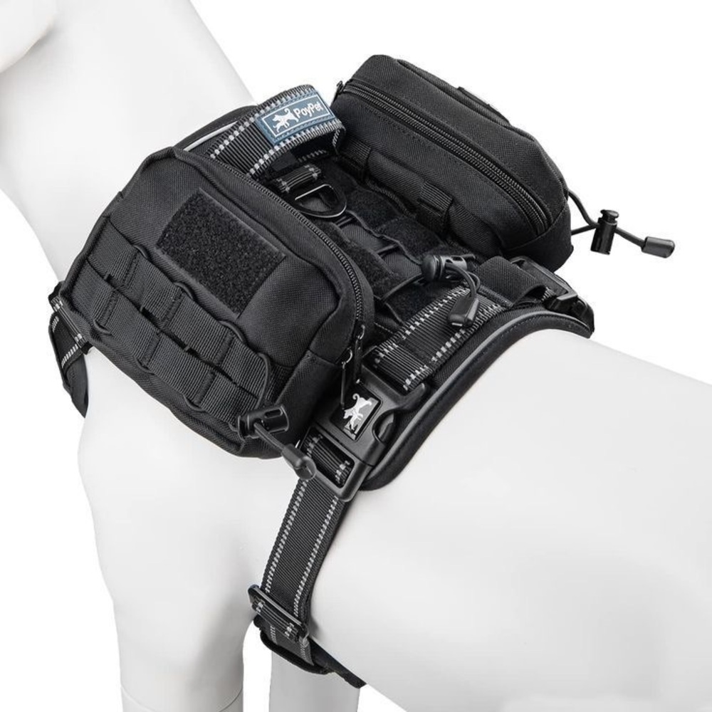 PoyPet Tactical Dog Harness (Black, Small)